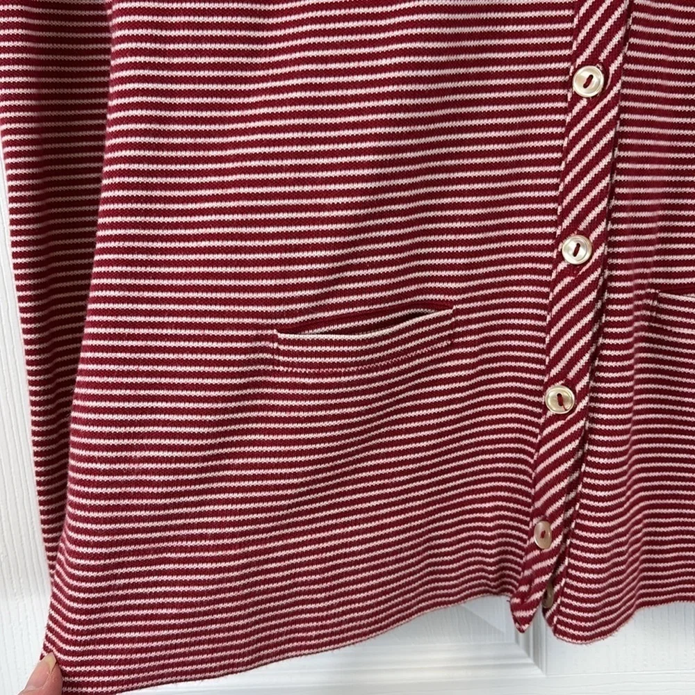 Lacoste red and white striped cardigan sz 36